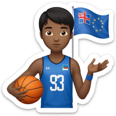 light black skin guy black hair in one hand basketball ball and in other Slovenia flag no this.. 🇸🇮  sticker