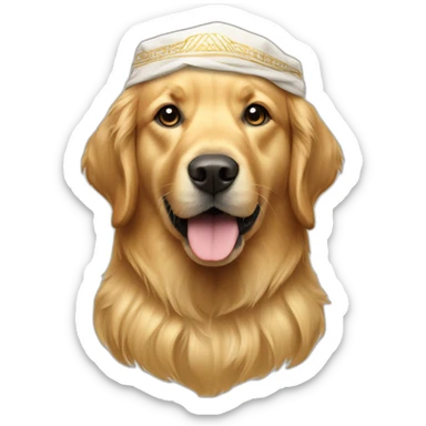 golden retriever dog wearing a Kufiya on its head sticker