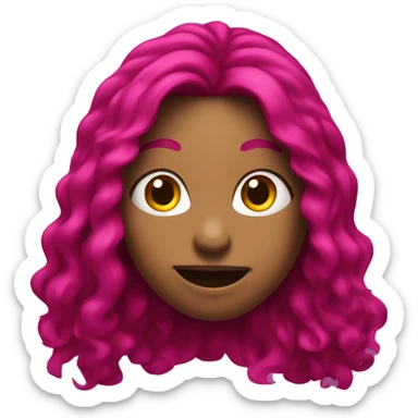 Magenta, hair girl with long hair, smiling with tongue out sticker