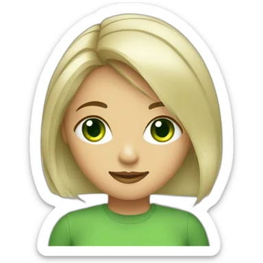 Green eyed girl with computer sticker