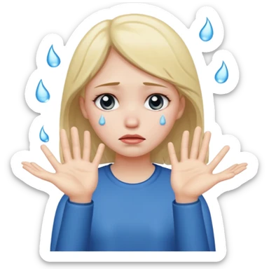 sad girl with tears, hands thrown up sticker