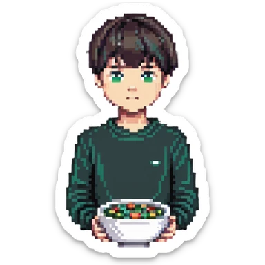 boy with bowl haircut sticker