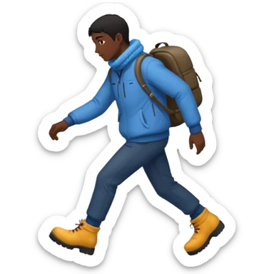 The Walking Man black hair all body from the side and taking a step in winter clothes sticker