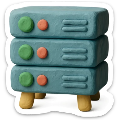 server rack icon in claymation style, plasticine, pastel, handcrafted effect sticker