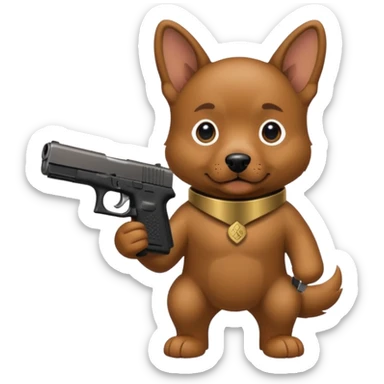A dog holding a Glock  sticker