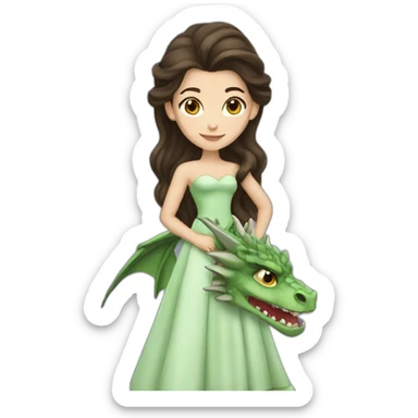 Brunette princess with dragon sticker