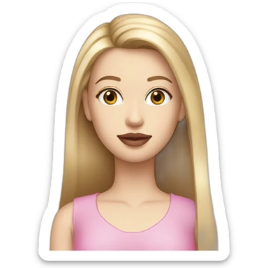 pale white woman with hazel eye and long straight blonde brown chestnut hair and dangly reflective earrings and full pink lips sticker