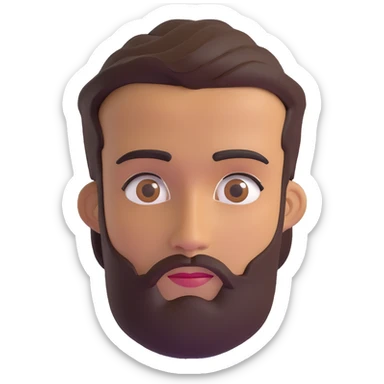 3d male character with olive complexion, brown eyes, medium beard, and connected eyebrows sticker