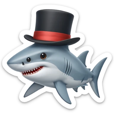 Shark with a top hat sticker