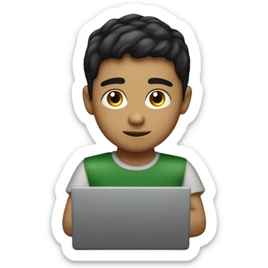 light skinned italian boy with short black hair on his laptop sticker