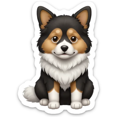 A dog with black and white colors in a sitting position sticker
