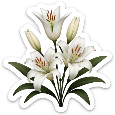 black and white lillies outline sticker