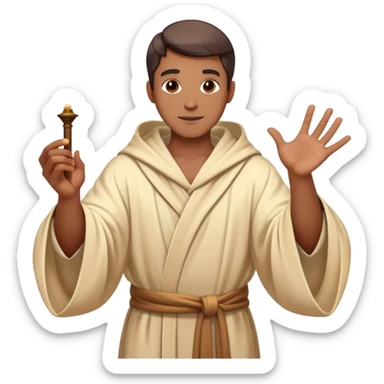 man in a robe casting a magic spell with glowing effects sticker