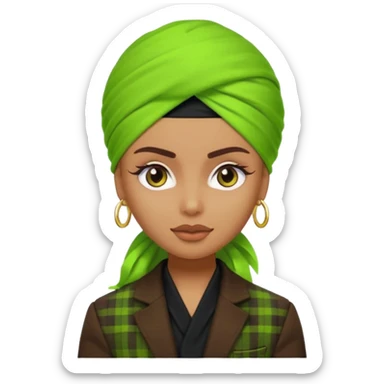 a pretty bratz emoji that looks like a bearded Akshay kumar wearing a neon green turban. Wearing a dark brown flannel blazer with black tshirt underneath.
he should resemble akshay kumar sticker