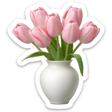 Light pink tulips in white vase sticker
