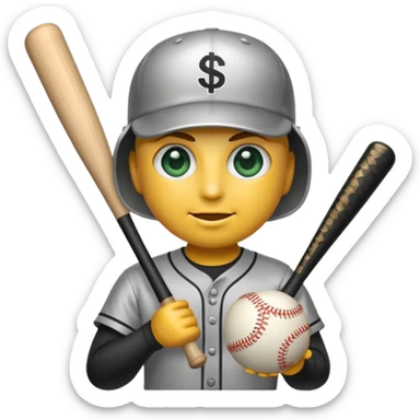 the 💣 emoji holding a baseball bat with money sign eyes sticker