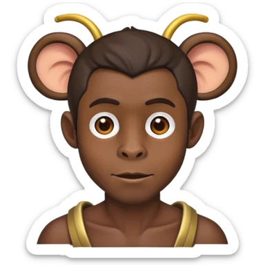 Black man with monkey ears sticker