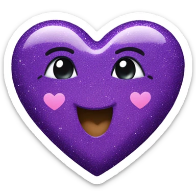 Purple Heart with glitter  sticker