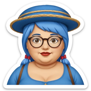 woman glassess, very fat venice gondolier with iconic hat and blue hair woman sticker