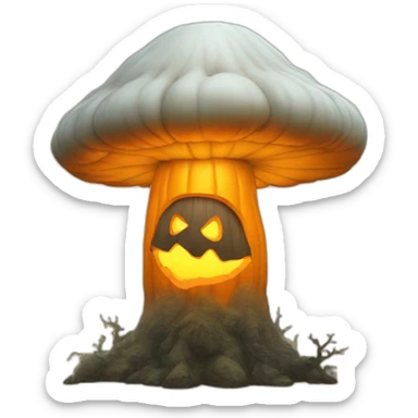 mushroom cloud jack o lantern head sticker