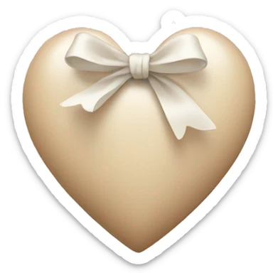 beige heart with white bow sticker