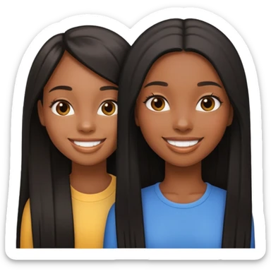 two black girls fondling with long straight hair sticker