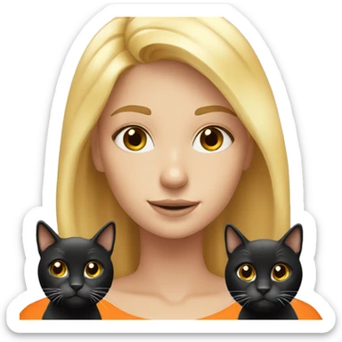 Blonde girl with 2 cats( one orange and the other Black and white) sticker
