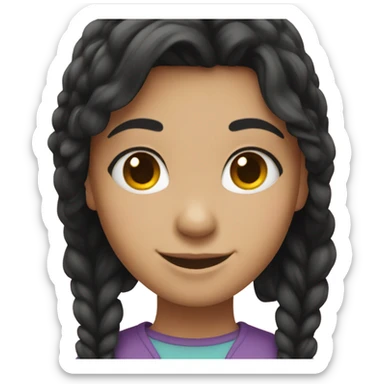 smiling girl with black hair no smile sticker