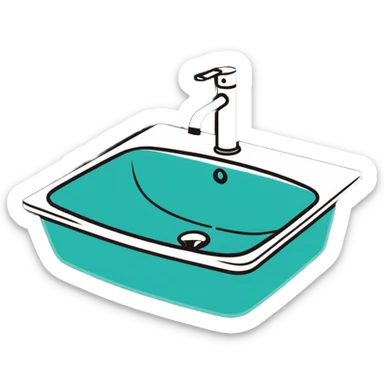 a sink, cartoonish sticker style sticker