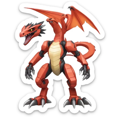 Cool Edgy Digimon-Fakemon-Guilmon-Velociraptor-Dragon-Mecha full body sticker