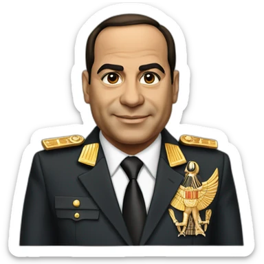 Egyptian President Al Sisi in a suit with egyptian flag sticker