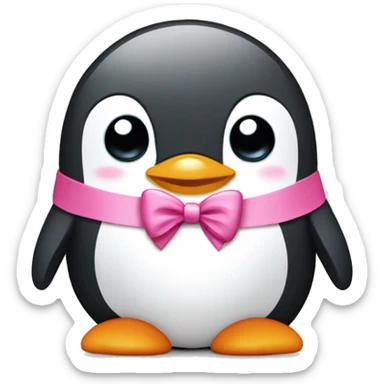 Cute penguin with a pink bow  sticker