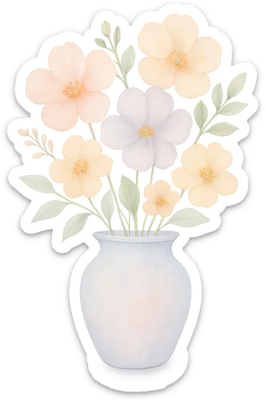 pastel flower vase sticker
