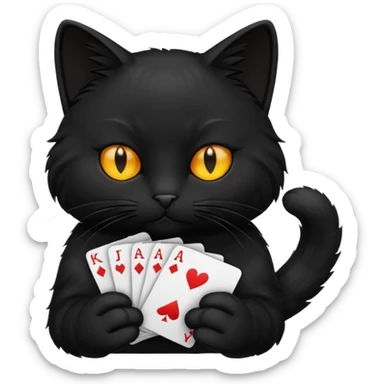black cat shuffling cards sticker
