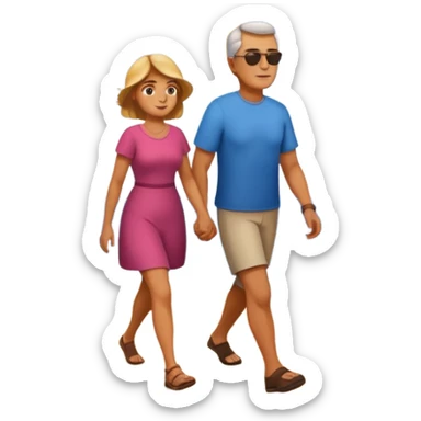 papa y mama caminando hacia el horizonte sticker