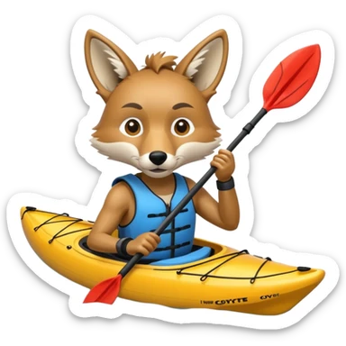 Humanoid coyote kayaking sticker