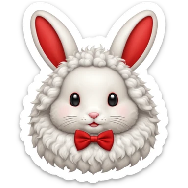 curly bunny with red bowtie sticker