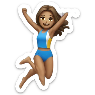 pole vault girl jumping in beach volley uniform sticker