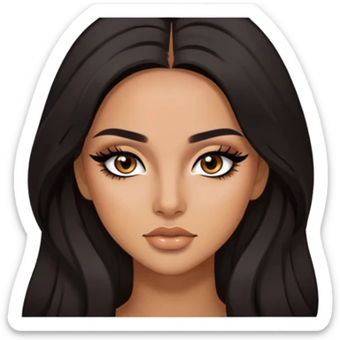 latina, baddie,pretty, brown eyes, makeup, black eyeliner, long hair sticker