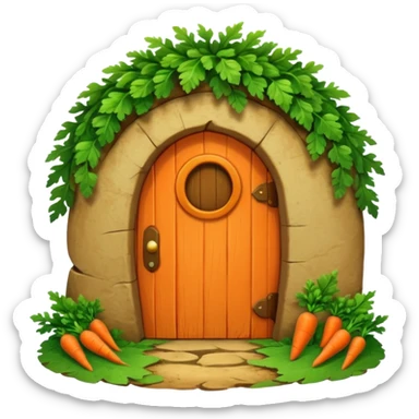 Rabbit burrow with carrot door sticker