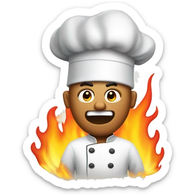 A really perplexed chef that is on fire sticker
