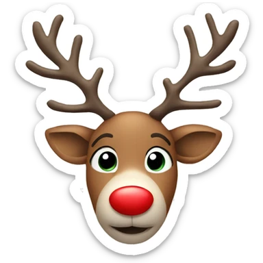 reindeer with a red nose sticker