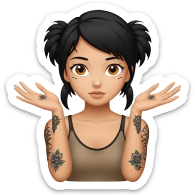 Tan girl with black hair many arm tattoos sticker