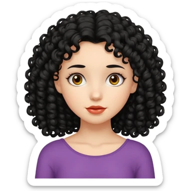 Menina de cabelo cacheado preto e abaixo do ombro  sticker