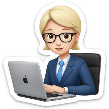 Corporate employee on a laptop learning training sticker