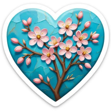 Vangogh almond blossom in a heart sticker