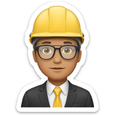 suit with yellow helmet man and glasses sticker