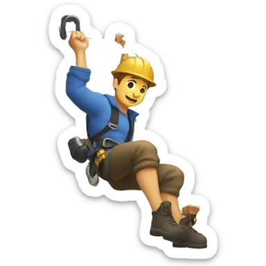 guy using a grappling hook to climb a roof sticker