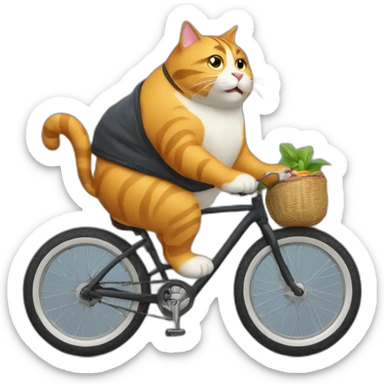 Fat-cat-riding-a-bike sticker