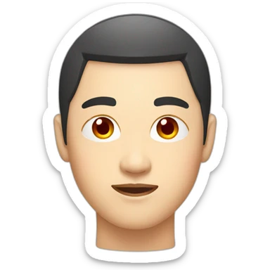 asian man's face in hachimaki with a red circle on his forehead sticker